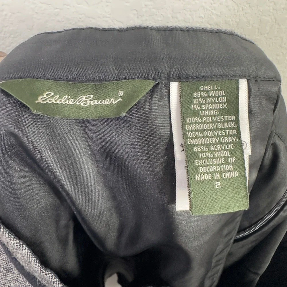 Eddie Bauer Skirt Womens 2 Gray Wool‎ Embroidered Snowflake Cottagecore Winter